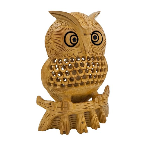 Wooden Handmade Carved Owl Statue (5inch) - Picture 2 of 3